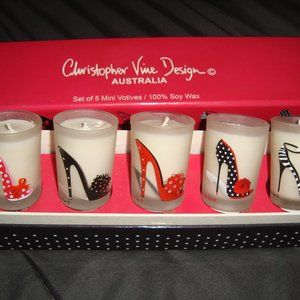 Christopher Vine Design Australia Gift Set 5-Mini Votives Shoes Candles Soy Wax
